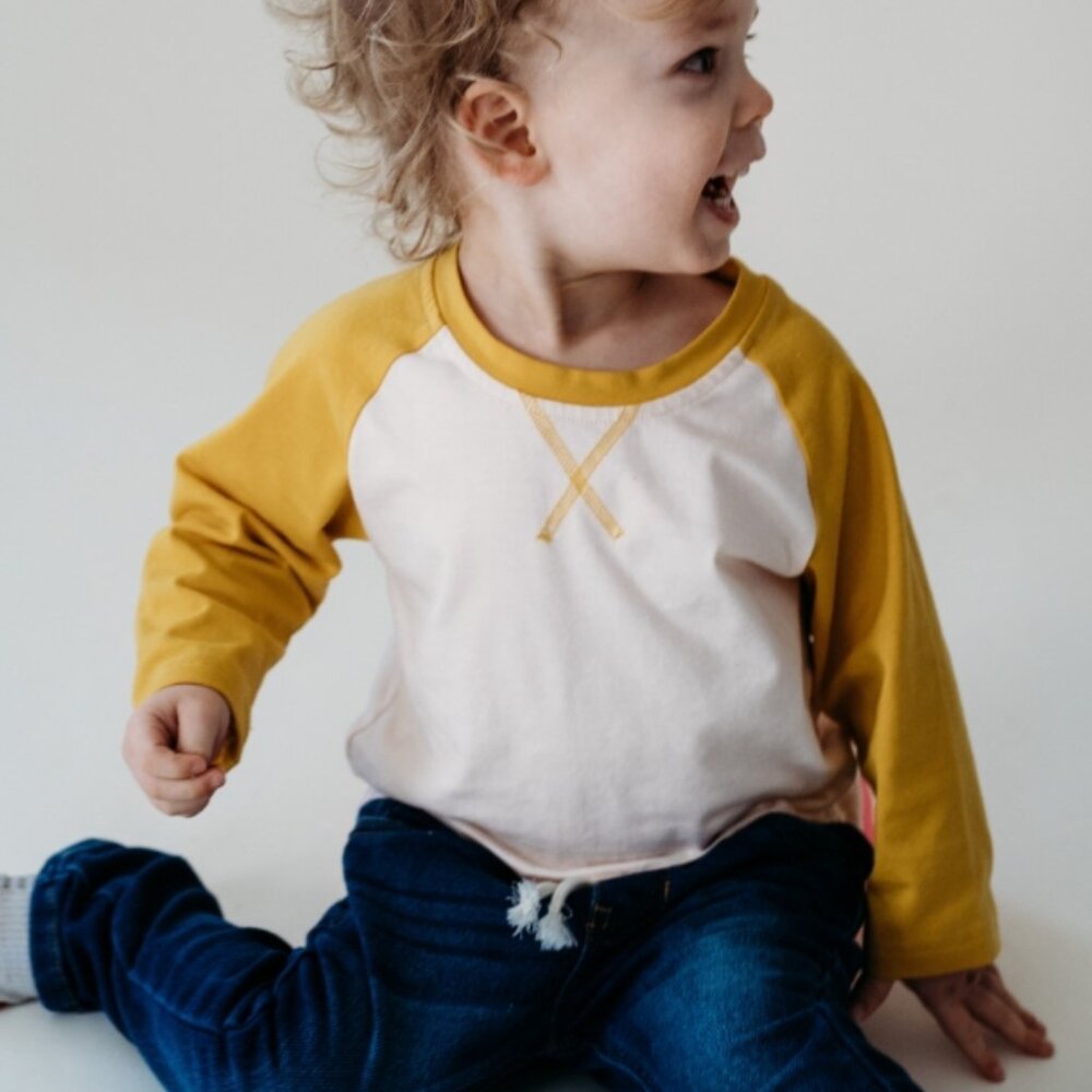 Yellow Raglan Baseball Tee